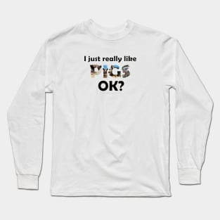 I just really like pigs ok? - wildlife oil painting word art Long Sleeve T-Shirt